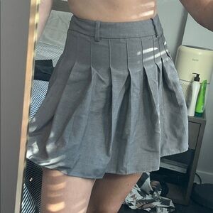 H&M Gray Mini Skater Skirt with Pleats